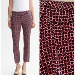 Banana Republic Hampton Fit Black/Red/White Abstract-Print Pants Size 0P